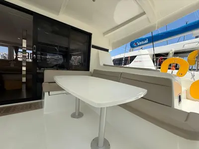 Deck of Orion, a Lagoon 42 catamaran at Grad Pula, Croatia