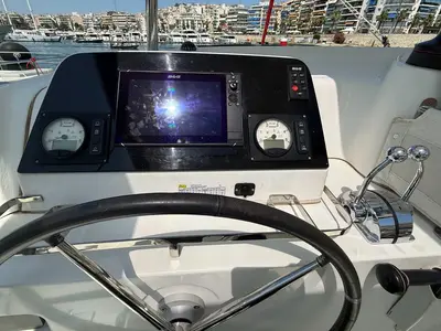 Cockpit of Orion, a Lagoon 42 catamaran at Grad Pula, Croatia