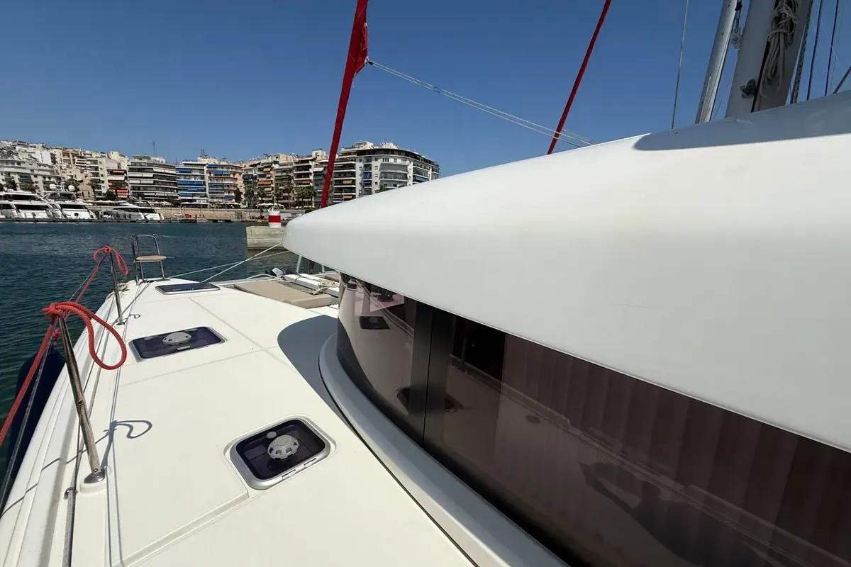 Exterior view of Orion, a Lagoon 42 catamaran at Grad Pula, Croatia