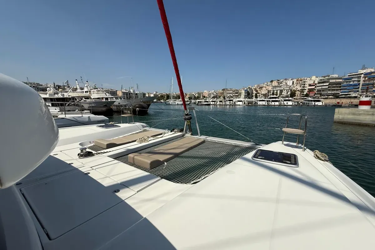 Deck of Orion, a Lagoon 42 catamaran at Grad Pula, Croatia