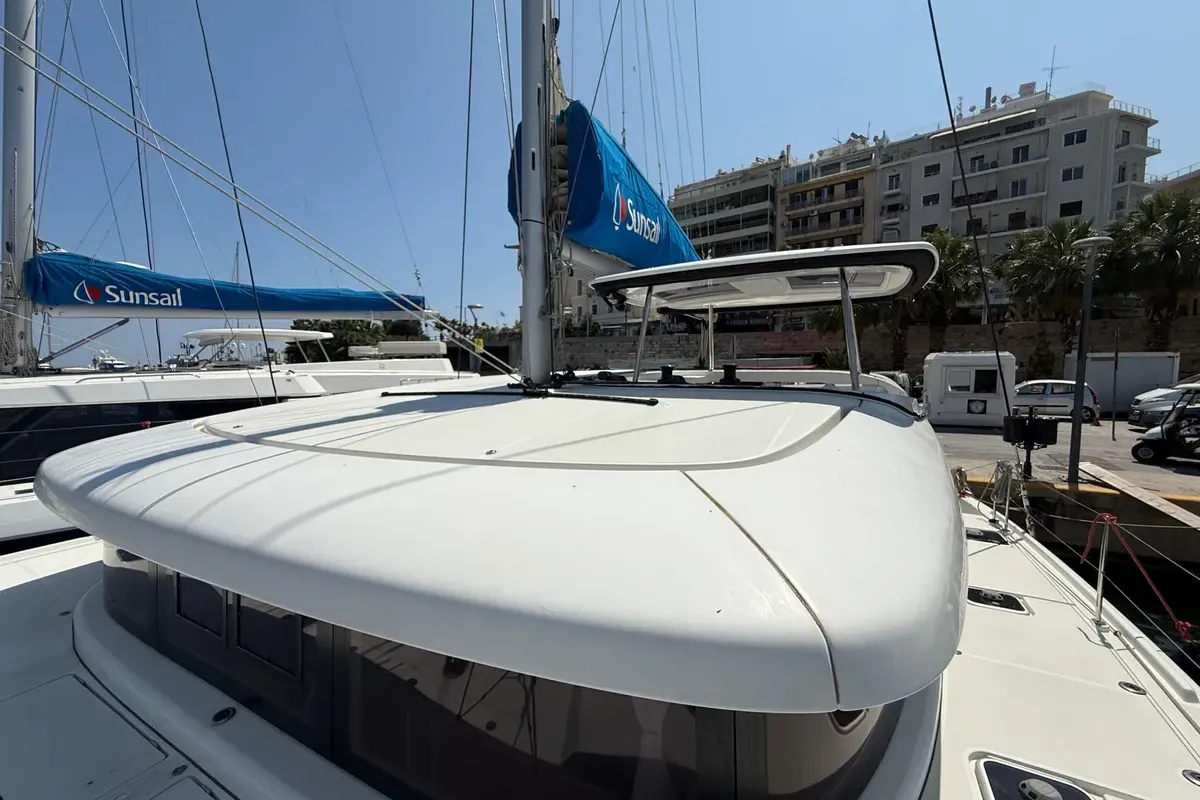 Exterior view of Orion, a Lagoon 42 catamaran at Grad Pula, Croatia