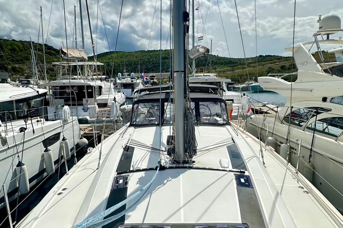 Deck of Full Moon, a Beneteau Oceanis 51.1 sailboat at Primošten, Croatia