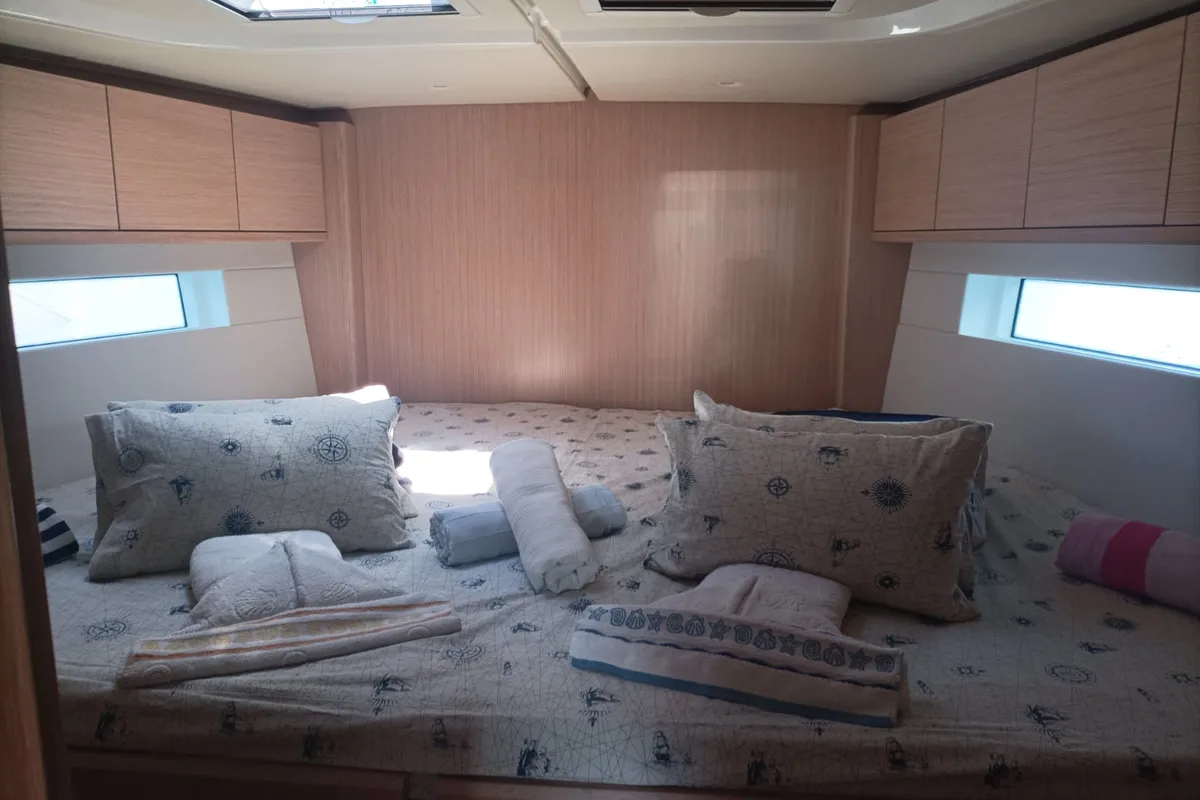 Cabin on Olimp, a Bavaria C57 sailboat at Split, Croatia