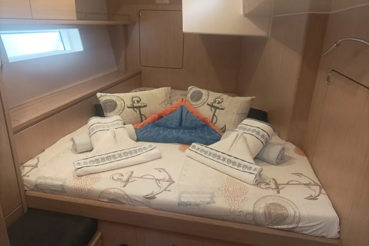 Cabin on Olimp, a Bavaria C57 sailboat at Split, Croatia