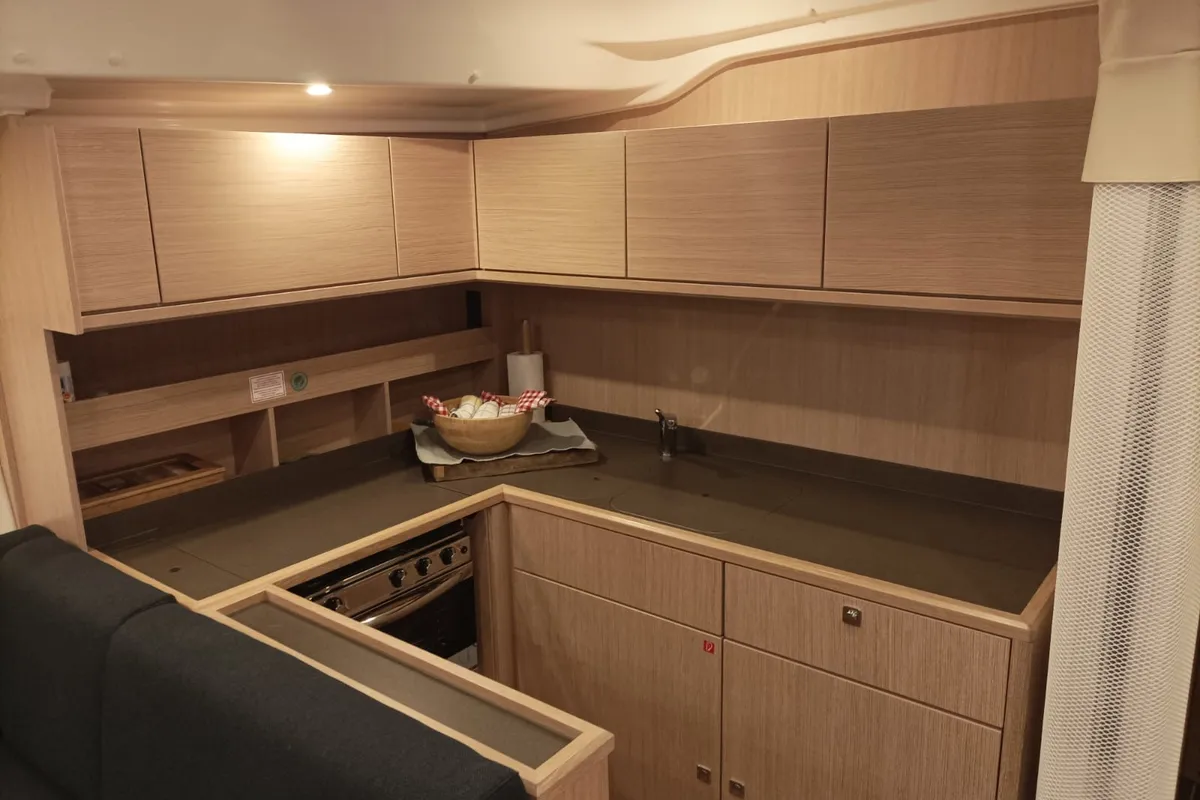 Galley of Olimp, a Bavaria C57 sailboat at Split, Croatia