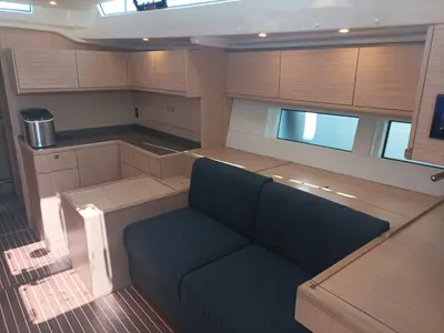 Salon of Olimp, a Bavaria C57 sailboat at Split, Croatia