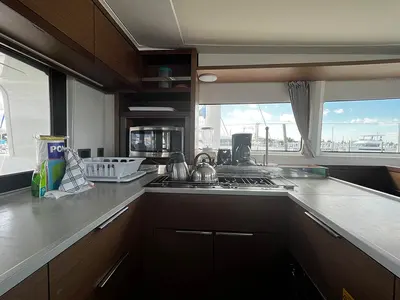 Galley of Chips All In, a Lagoon 46 catamaran at Parham Town, British Virgin Islands