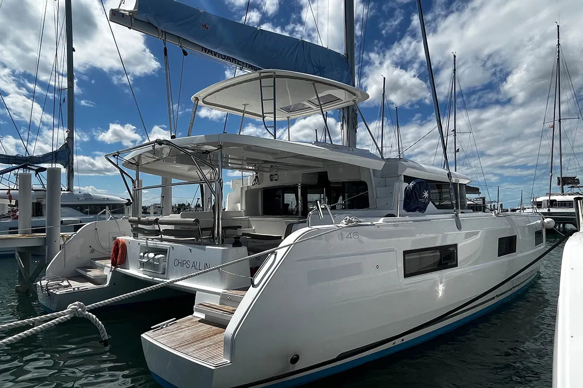 Chips All In , a Lagoon 46 catamaran at Road Town, British Virgin Islands