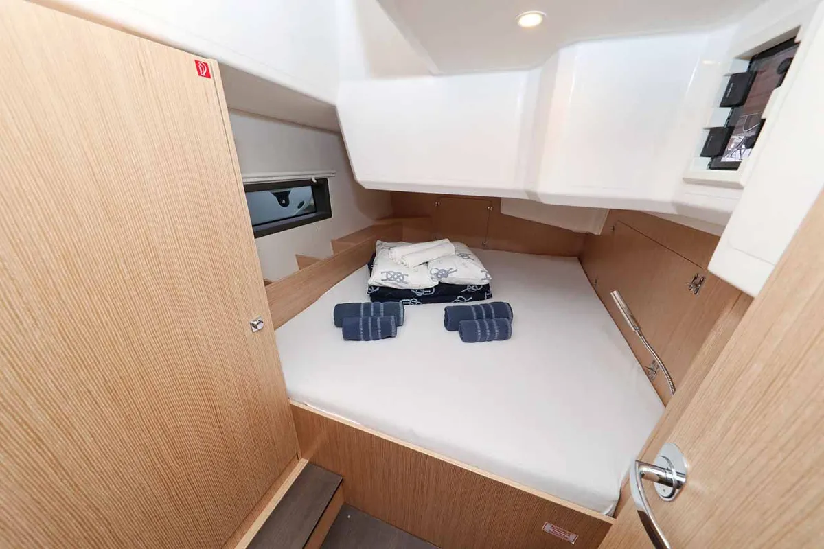 Cabin on Noana, a Bavaria C42 sailboat at Grad Trogir, Croatia
