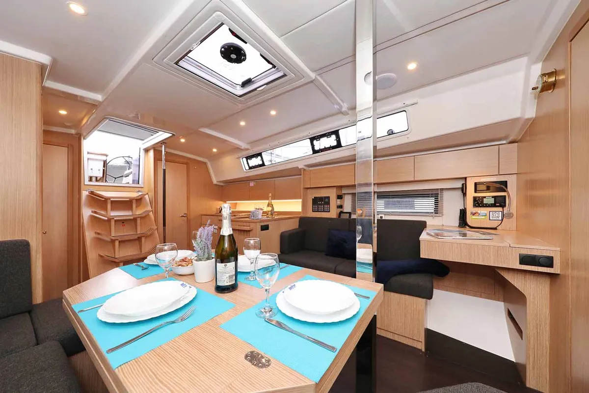 Salon of Noana, a Bavaria C42 sailboat at Grad Trogir, Croatia