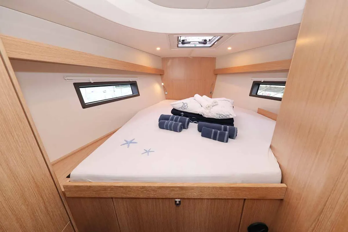 Cabin on Noana, a Bavaria C42 sailboat at Grad Trogir, Croatia