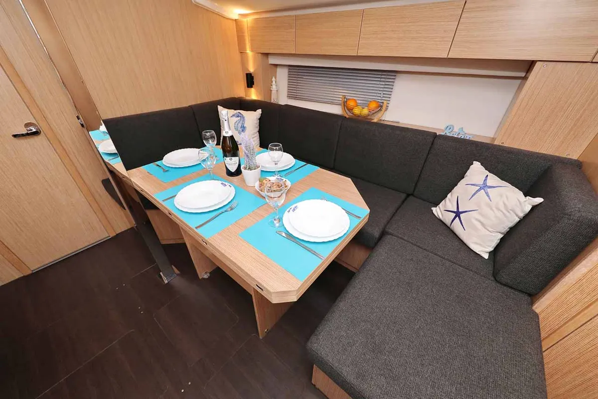 Salon of Noana, a Bavaria C42 sailboat at Grad Trogir, Croatia