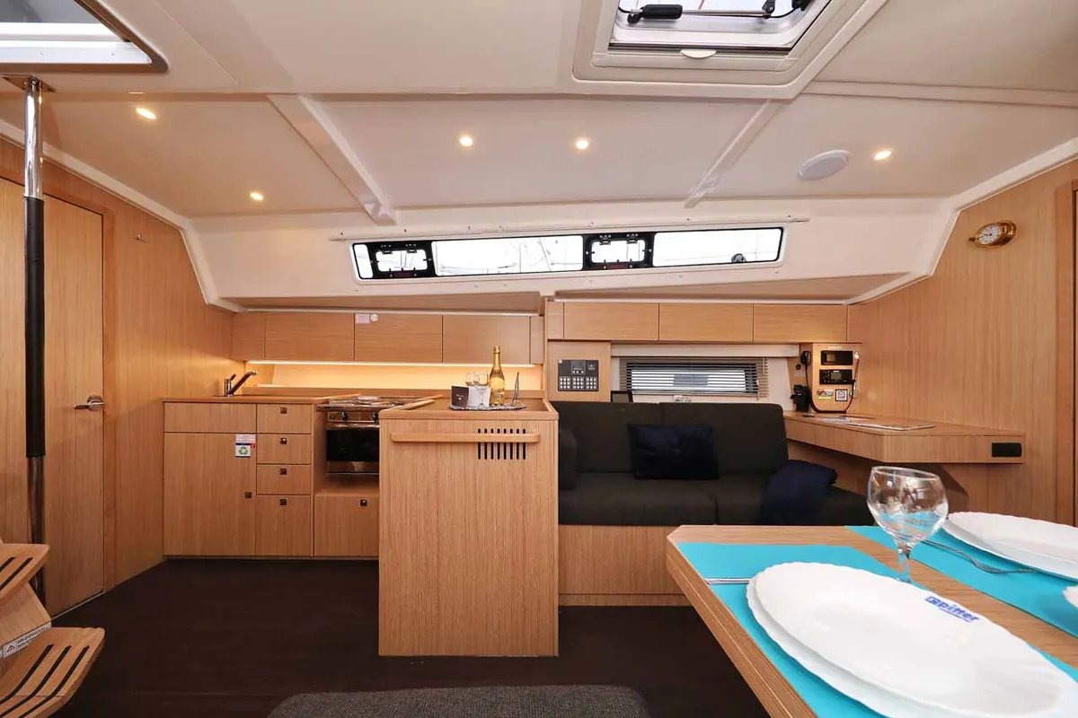 Salon of Noana, a Bavaria C42 sailboat at Grad Trogir, Croatia