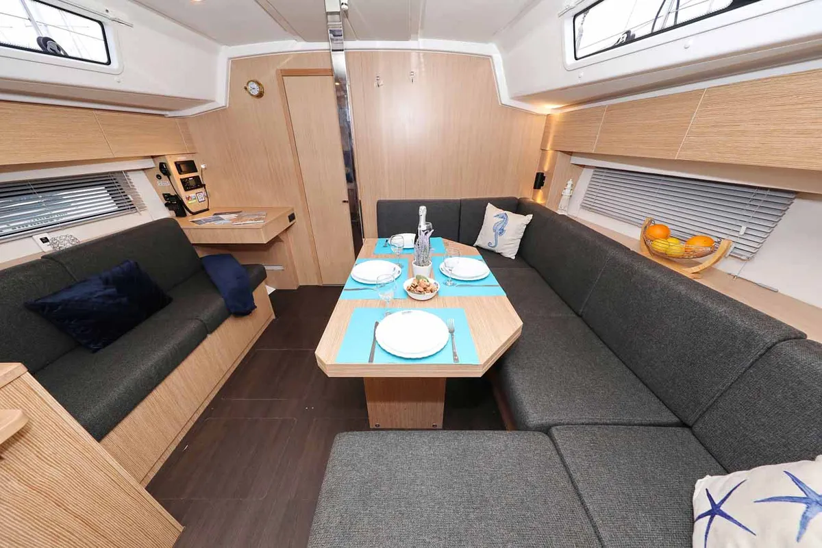 Salon of Noana, a Bavaria C42 sailboat at Grad Trogir, Croatia