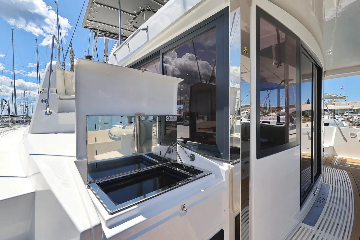 Deck of Breeze, a Bali 4.4 catamaran at Općina Sukošan, Croatia