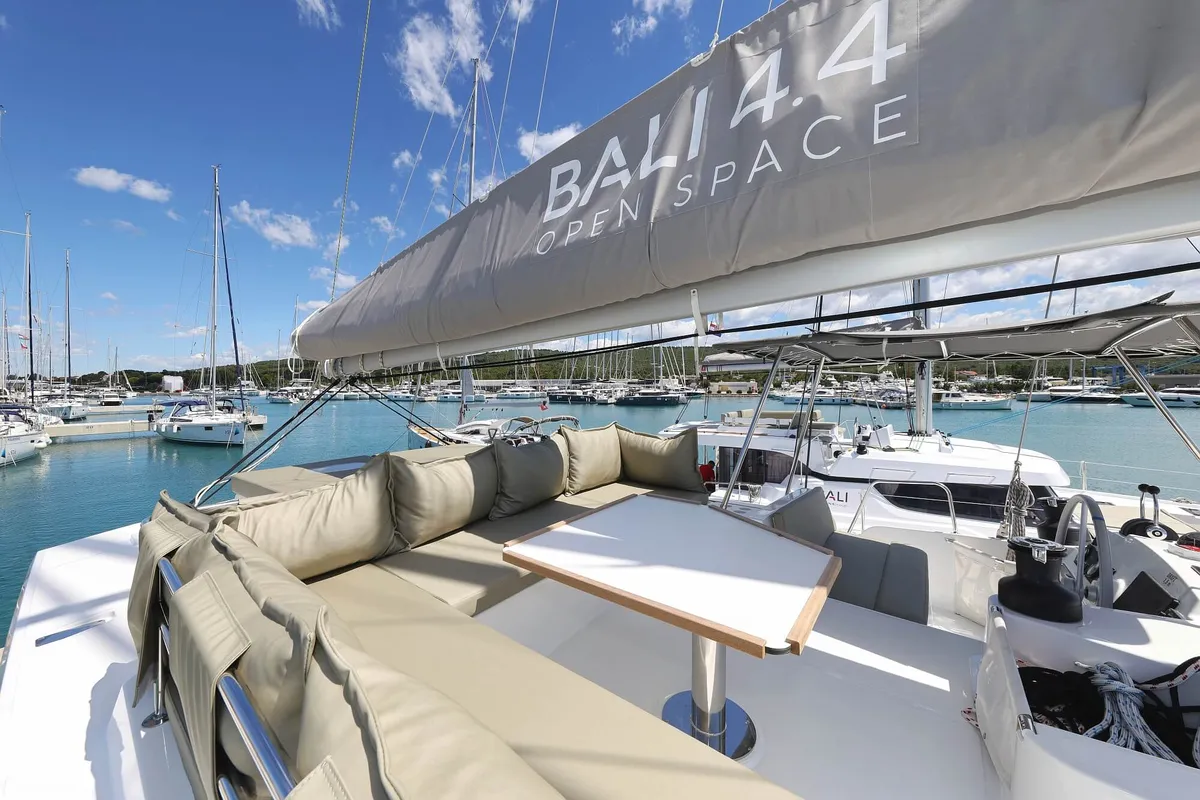 Deck of Breeze, a Bali 4.4 catamaran at Općina Sukošan, Croatia