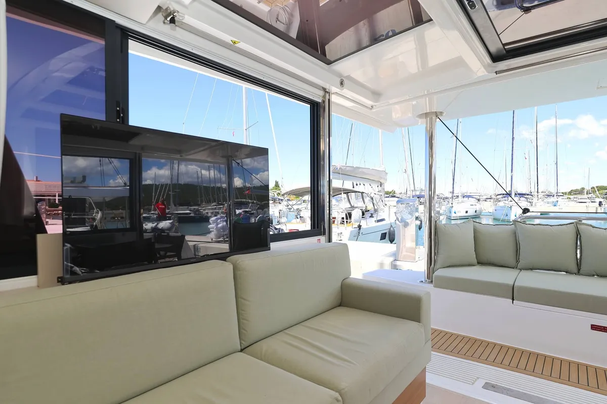Salon of Breeze, a Bali 4.4 catamaran at Općina Sukošan, Croatia
