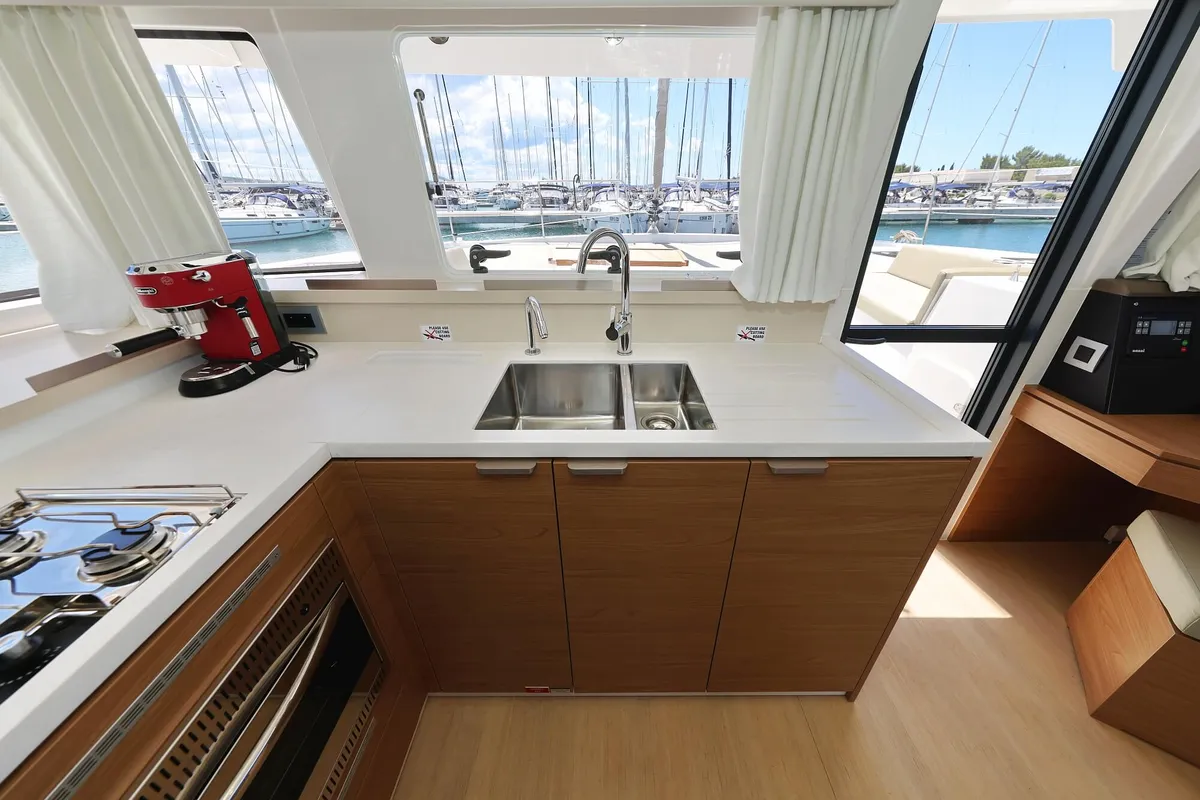 Galley of Breeze, a Bali 4.4 catamaran at Općina Sukošan, Croatia