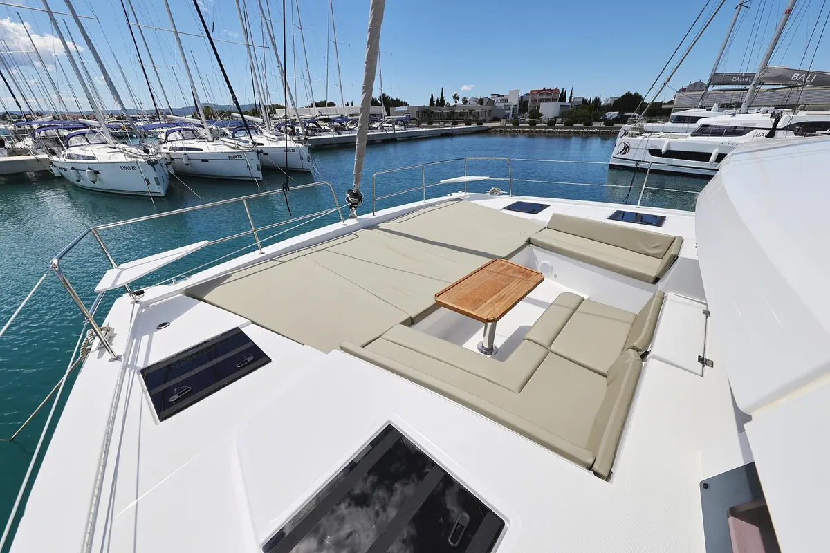 Deck of Breeze, a Bali 4.4 catamaran at Općina Sukošan, Croatia