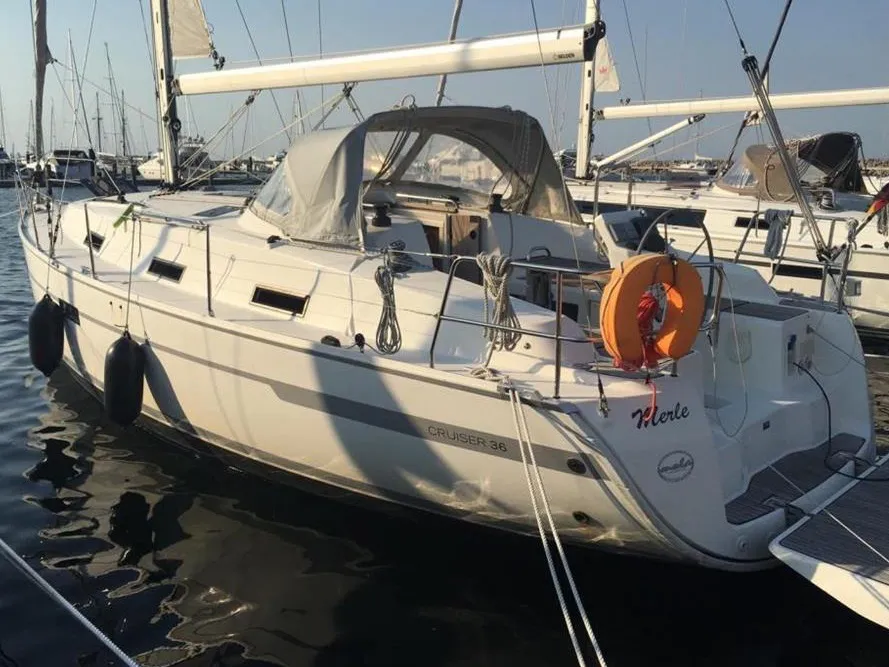 Exterior view of Kiwi, a Bavaria 36 sailboat at Kalkara, Malta