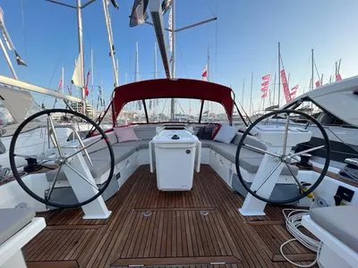 Cockpit of Olma, a Beneteau Oceanis 46.1 sailboat at Split, Croatia