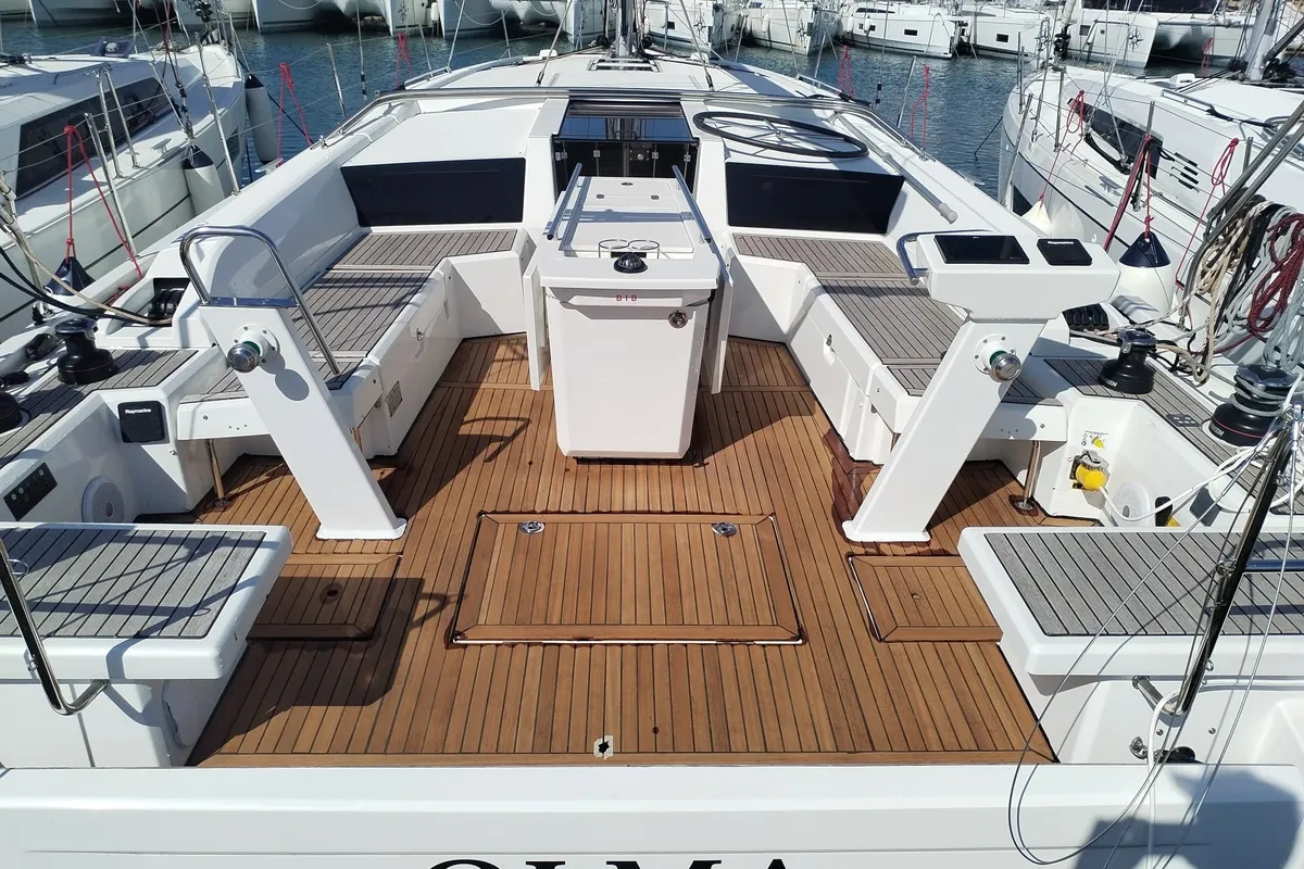 Deck of Olma, a Beneteau Oceanis 46.1 sailboat at Split, Croatia