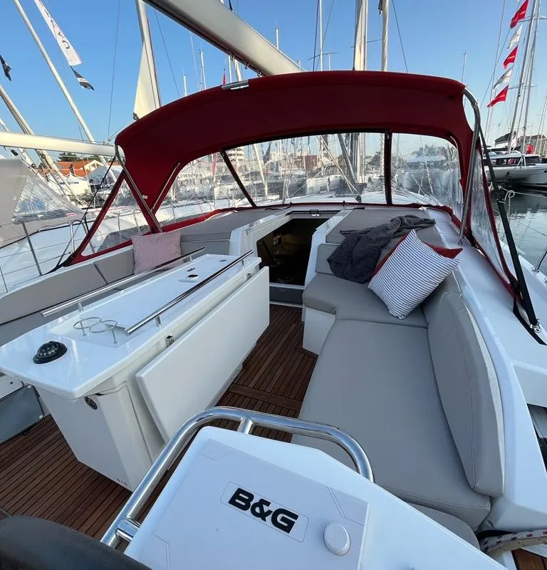 Deck of Olma, a Beneteau Oceanis 46.1 sailboat at Split, Croatia