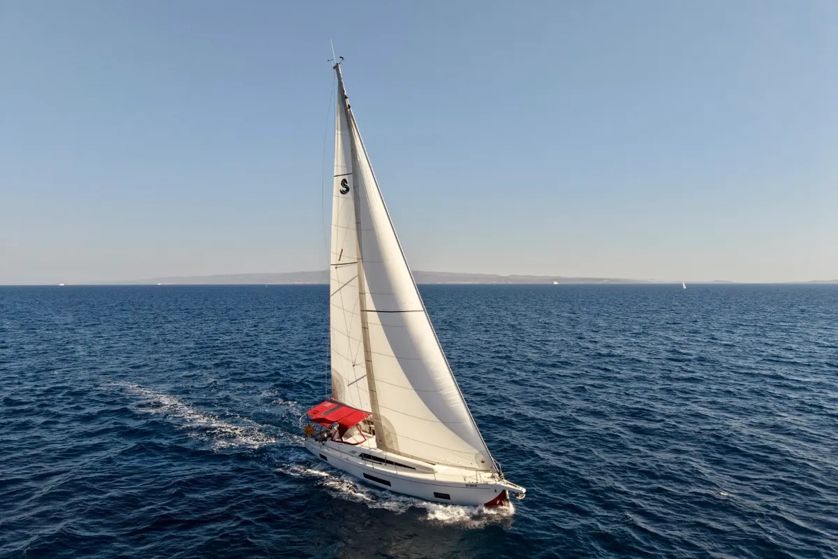 Exterior view of Olma, a Beneteau Oceanis 46.1 sailboat at Split, Croatia