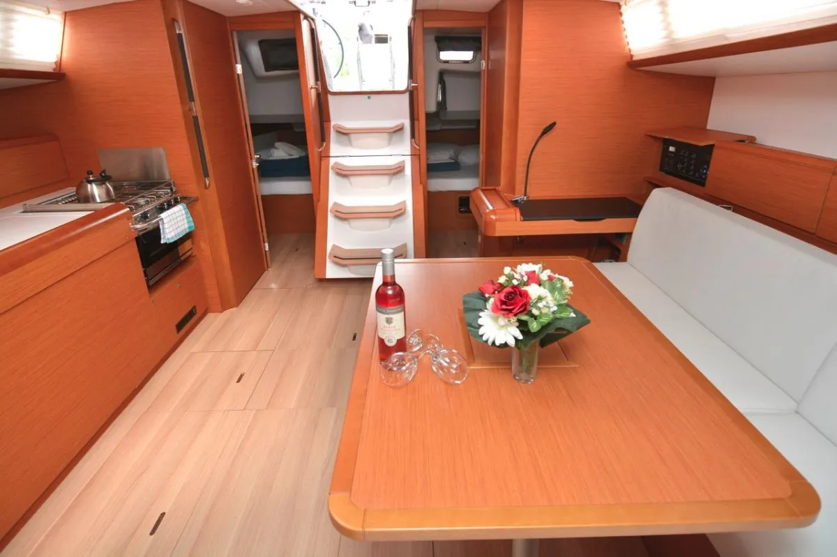 Galley of Black Kiss, a Jeanneau Sun Odyssey 479 sailboat at Dubrovnik, Croatia