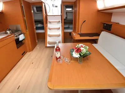 Galley of Black Kiss, a Jeanneau Sun Odyssey 479 sailboat at Dubrovnik, Croatia