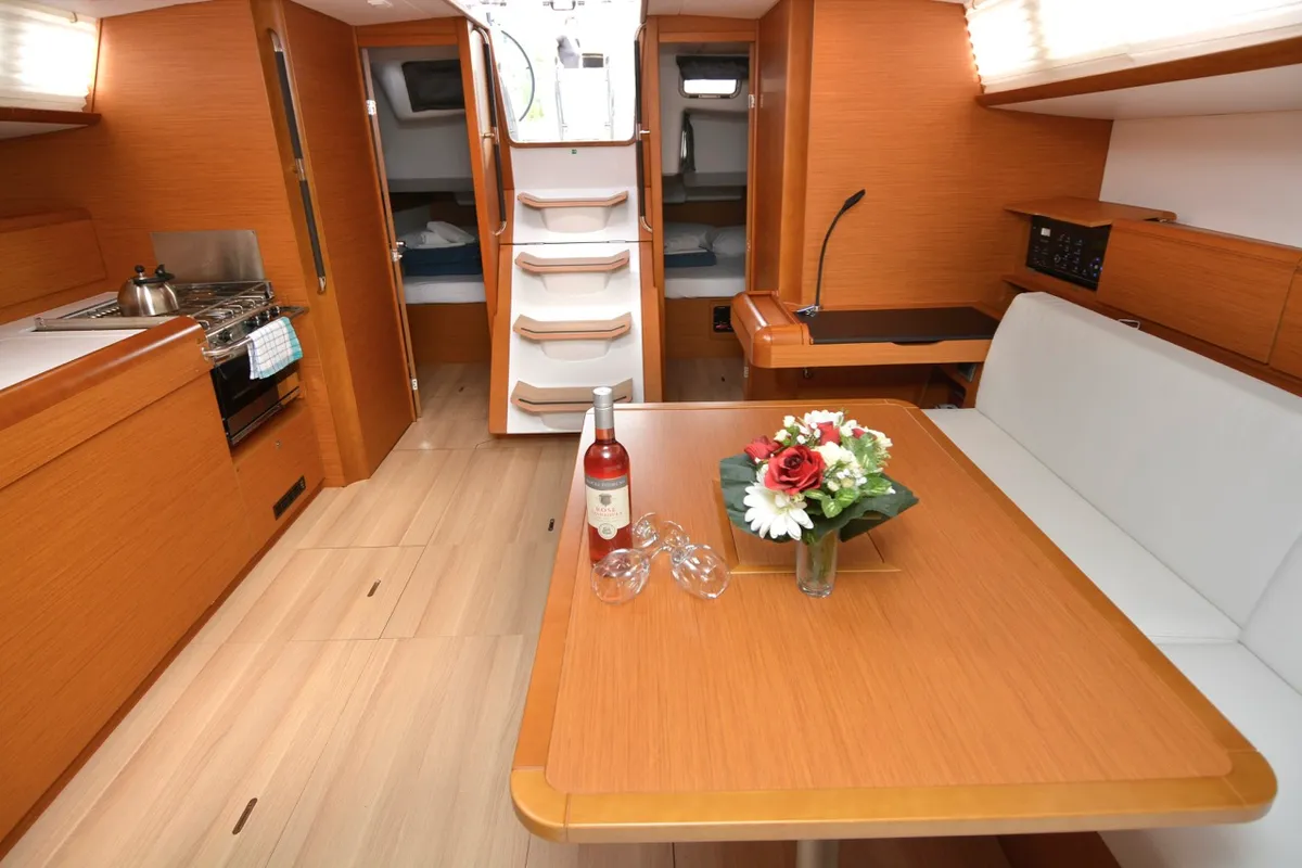 Galley of Black Kiss, a Jeanneau Sun Odyssey 479 sailboat at Dubrovnik, Croatia