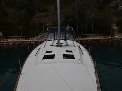 Deck of Chilli Pepper, a Beneteau Oceanis 45 sailboat at Volos, Greece