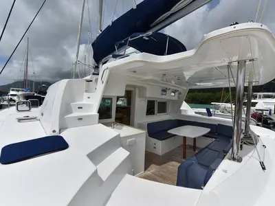 Deck of Mystikal, a Lagoon 440 catamaran at Baan Salak Phet, Thailand