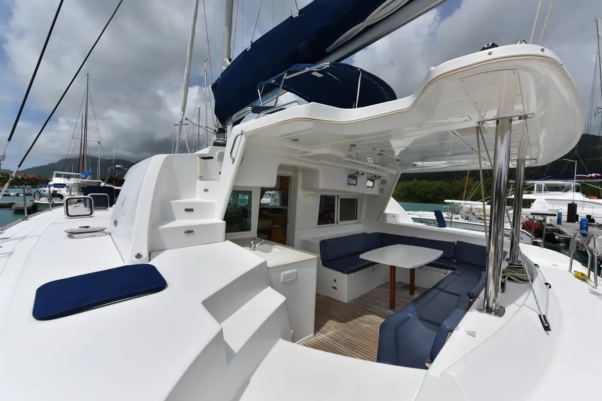 Deck of Mystikal, a Lagoon 440 catamaran at Baan Salak Phet, Thailand