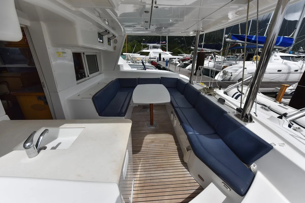 Deck of Mystikal, a Lagoon 440 catamaran at Baan Salak Phet, Thailand