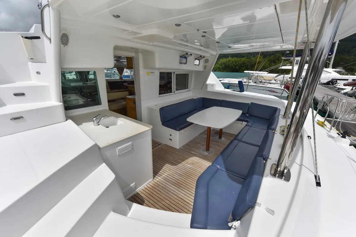 Deck of Mystikal, a Lagoon 440 catamaran at Baan Salak Phet, Thailand
