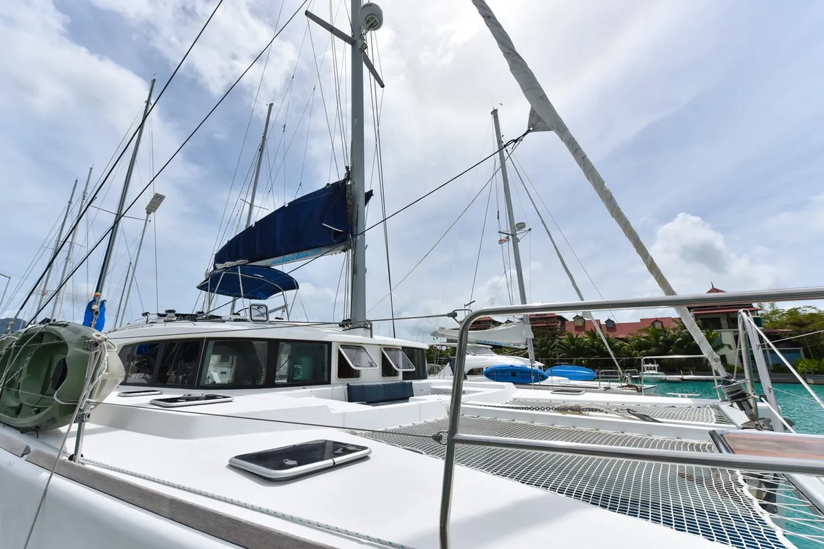 Exterior view of Mystikal, a Lagoon 440 catamaran at Baan Salak Phet, Thailand