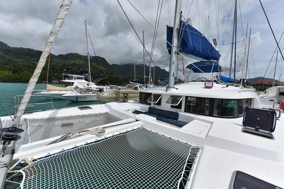 Deck of Mystikal, a Lagoon 440 catamaran at Baan Salak Phet, Thailand