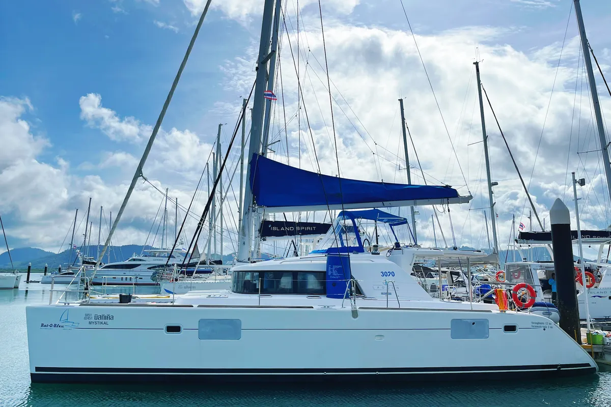 Exterior view of Mystikal, a Lagoon 440 catamaran at Baan Salak Phet, Thailand