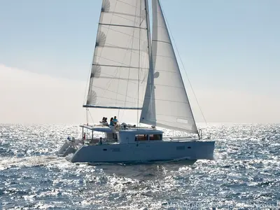 Exterior view of Lipopette, a Lagoon 450 catamaran at Marseille, France