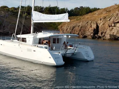 Exterior view of Lipopette, a Lagoon 450 catamaran at Marseille, France