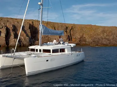 Exterior view of Lipopette, a Lagoon 450 catamaran at Marseille, France