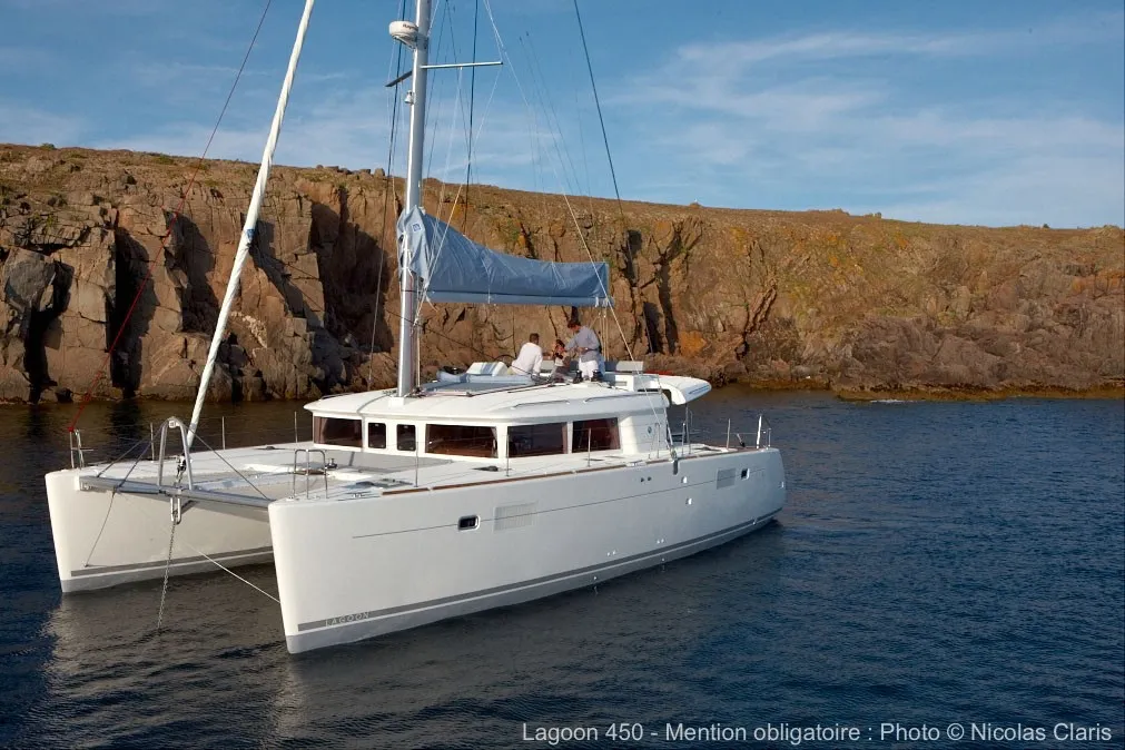Exterior view of Lipopette, a Lagoon 450 catamaran at Marseille, France