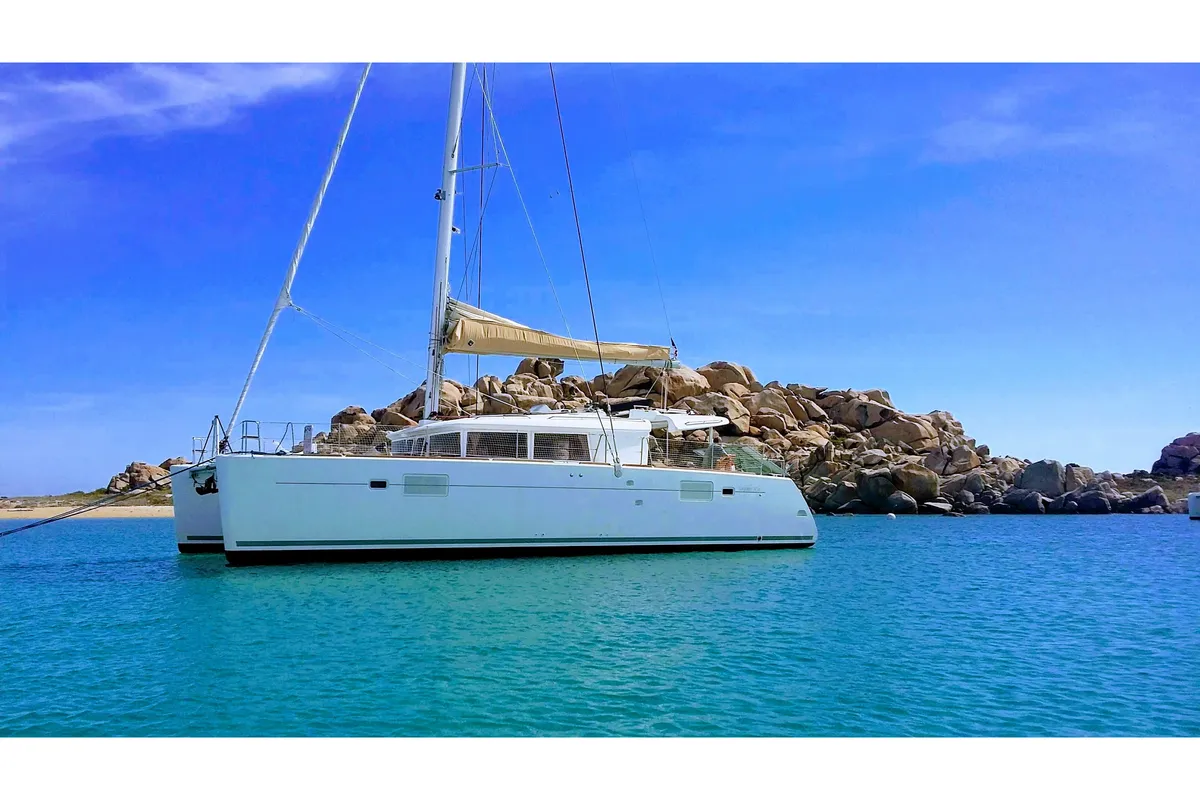 Exterior view of Lipopette, a Lagoon 450 catamaran at Marseille, France