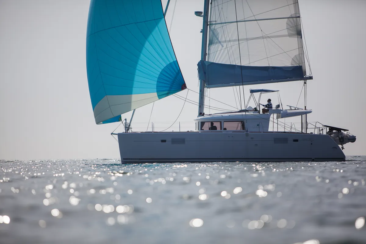 Exterior view of Lipopette, a Lagoon 450 catamaran at Marseille, France