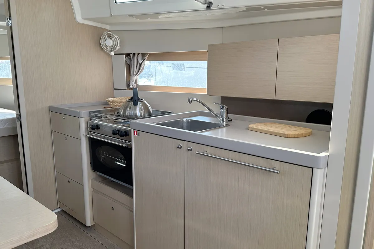 Galley of Tena, a Beneteau Oceanis 38.1 sailboat at Punat, Croatia