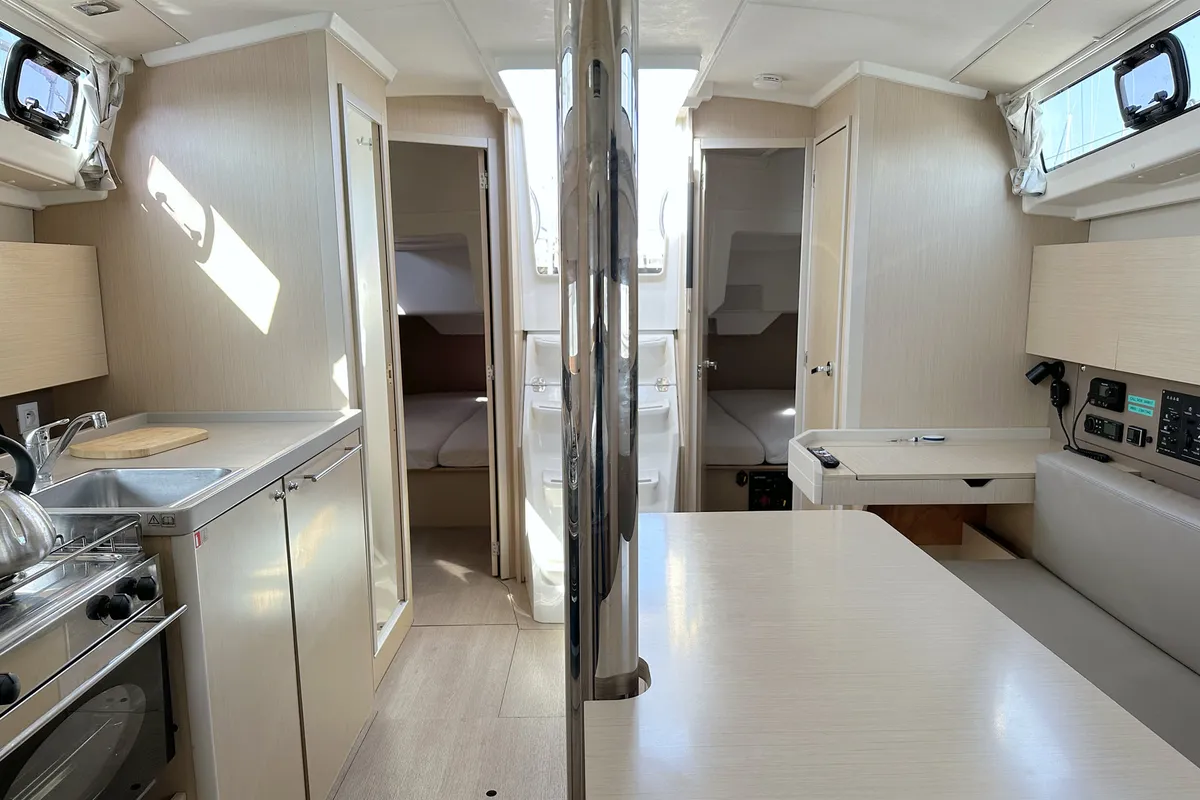 Salon of Tena, a Beneteau Oceanis 38.1 sailboat at Punat, Croatia