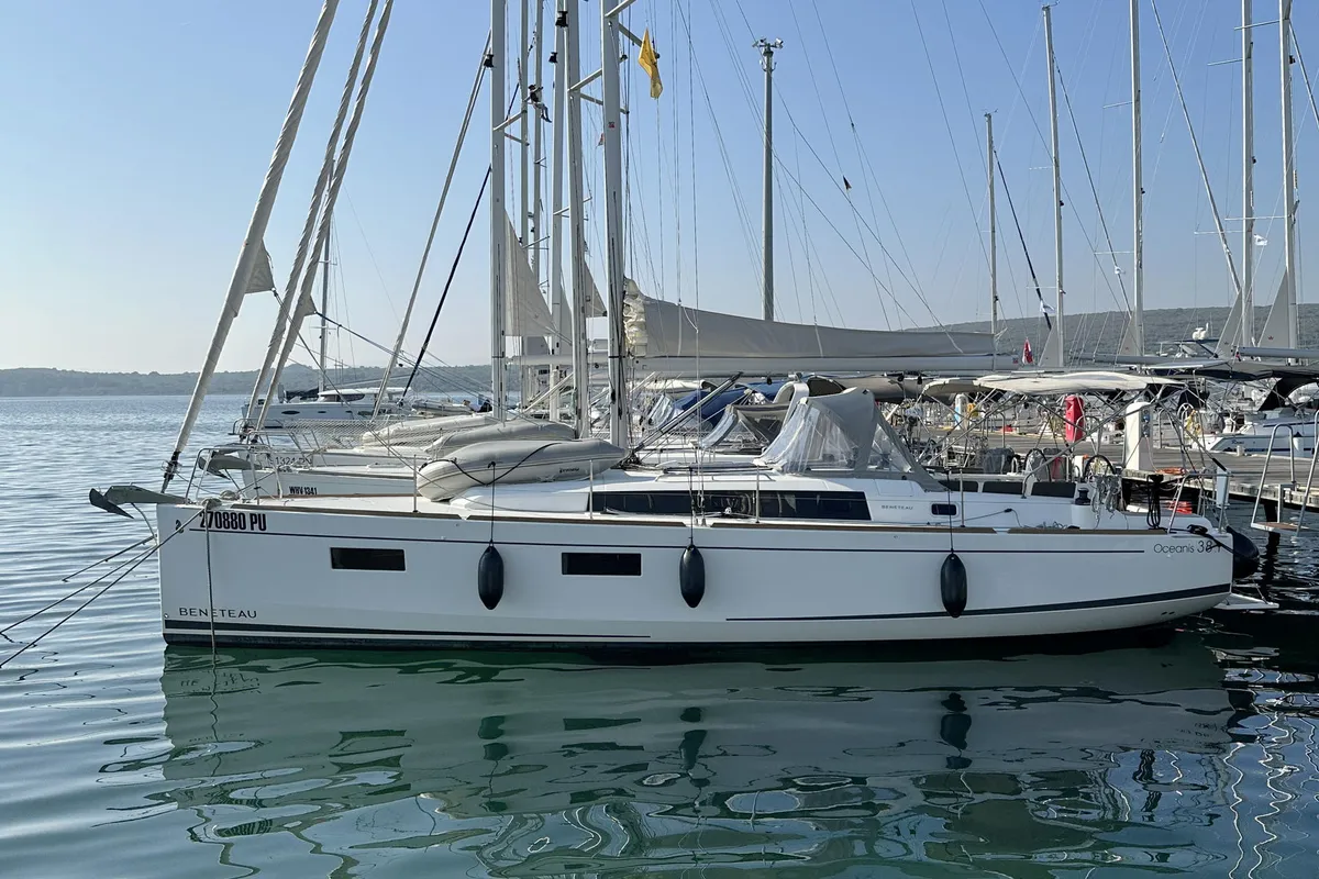 Exterior view of Tena, a Beneteau Oceanis 38.1 sailboat at Punat, Croatia