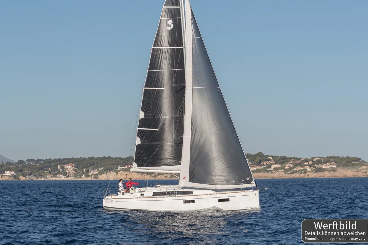 Exterior view of Tena, a Beneteau Oceanis 38.1 sailboat at Punat, Croatia
