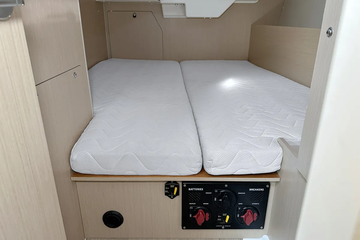 Cabin on Tena, a Beneteau Oceanis 38.1 sailboat at Punat, Croatia